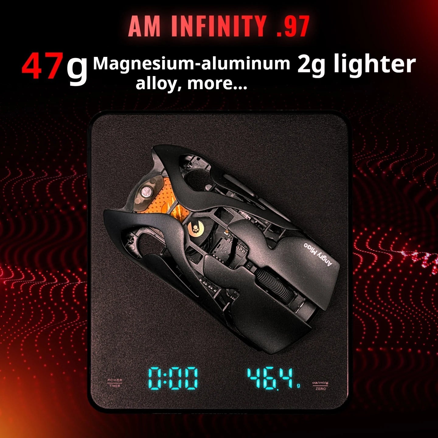AngryMiao AM Infinity.97 Mouse Tri-mode 47g Ultra Lightweight Magnesium Alloy 8K Anti-jamming 1.2s Magnetic Charge Gaming Mouse