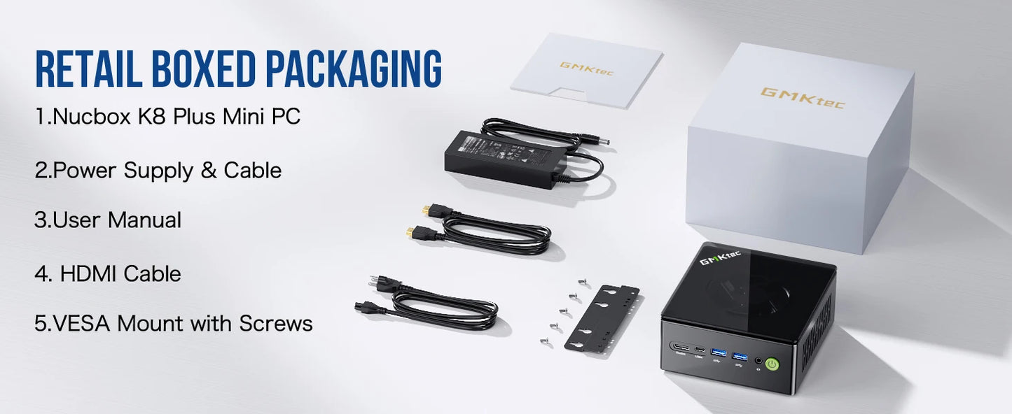 GMKtec K8 Plus Mini PC AMD R7 8845HS 8-core 16-thread DDR5 5600Mhz Pcie 4.0 SSD WIFI6 BT5.2 Win11 Pro Desktop Gaming PC