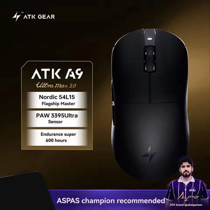 ATK A9 Air Ultimate Wireless Gaming Mouse Tri-Model Dual 8KHz PAW3950UItra 42000DPI 750IPS 53g Lightweight Ergonomic E-sports