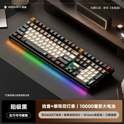 WEIKAV NUT108 Mechanical Keyboard Aluminum Alloy Wireless Tri Mode Double GASKET Structure Office Gaming Keyboard PC Accessory