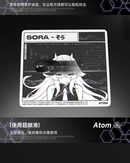 Glass Gaming Mouse Pad Customizable Pattern Tempered ATOM Mousepads Smooth Gaming Desk Mat FPS Esports Office Gaming Accessories