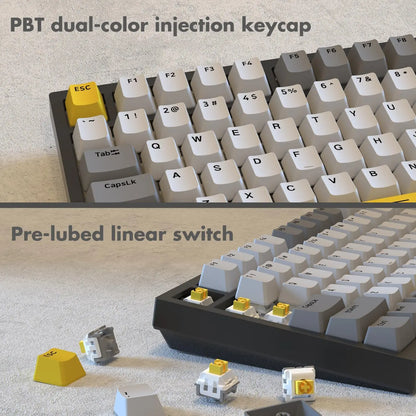 AJAZZ AK820 Wired Mechanical Gaming Keyboard 75% Layout 82 Key Hot-Swappable Design Metal Volume Knob Ideal Esports Office Use
