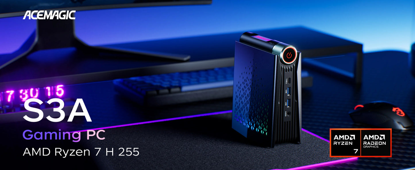 ACEMAGIC Mini PC AMD Ryzen 7 H225 Gaming PC 32GB LPDDR5 1TB SSD Windows 11 Pro Triple 4K Display Small Desktop Computer WiFi 6
