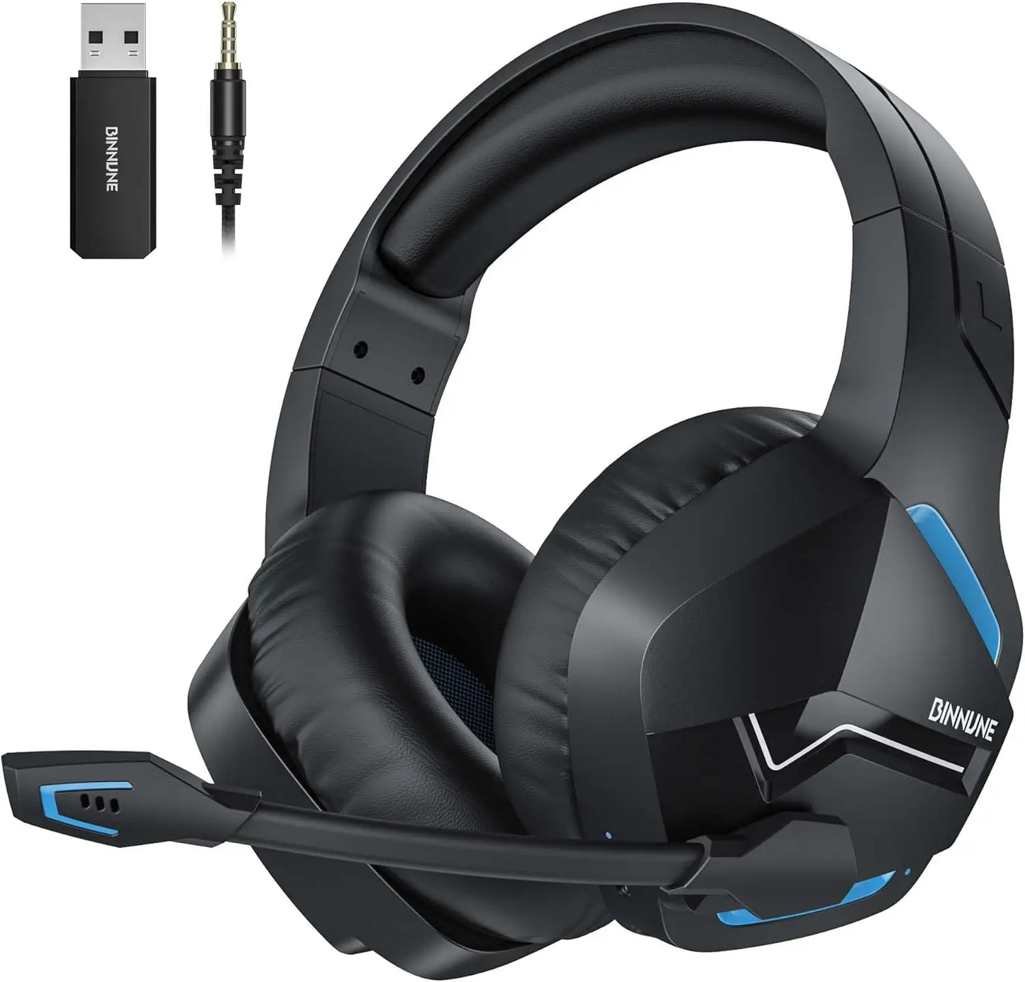 BINNUNE Dual Wireless Gaming Headset with mic for PC PS4 PS5, Bluetooth Gaming Headset  for Laptop Computer, Gaming Headphones
