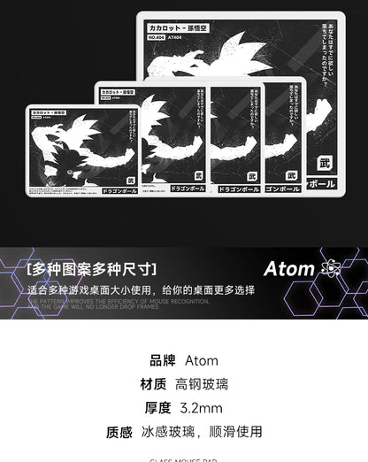 Glass Gaming Mouse Pad Customizable Pattern Tempered ATOM Mousepads Smooth Gaming Desk Mat FPS Esports Office Gaming Accessories