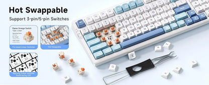 MCHOSE G98 V2 Wireless Mechanical Gaming Keyboard Tri-Mode Custom Hot Swappable Gasket Linear Switches PBT Keycaps RGB LED