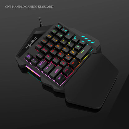 Gaming One-Handed Keyboard And Mouse Set with 35 Keys, Dual-Color Injection Molded Keycaps, Colorful Backlight, USB Plug-And