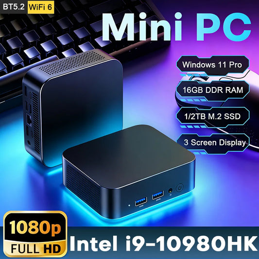 2026 Portable Mini PC Gamer Windows 11 Intel Core i9-10980HK Gaming PC 16/32GB RAM 1TB SSD WiFi 6 BT5.2 60Hz Desktop Pc Computer
