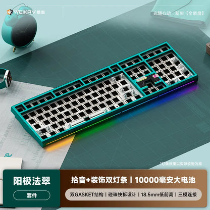 WEIKAV NUT108 Mechanical Keyboard Aluminum Alloy Wireless Tri Mode Double GASKET Structure Office Gaming Keyboard PC Accessory