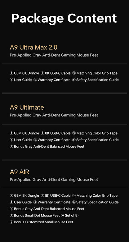 ATK A9 Air Ultimate Wireless Gaming Mouse Tri-Model Dual 8KHz PAW3950UItra 42000DPI 750IPS 53g Lightweight Ergonomic E-sports