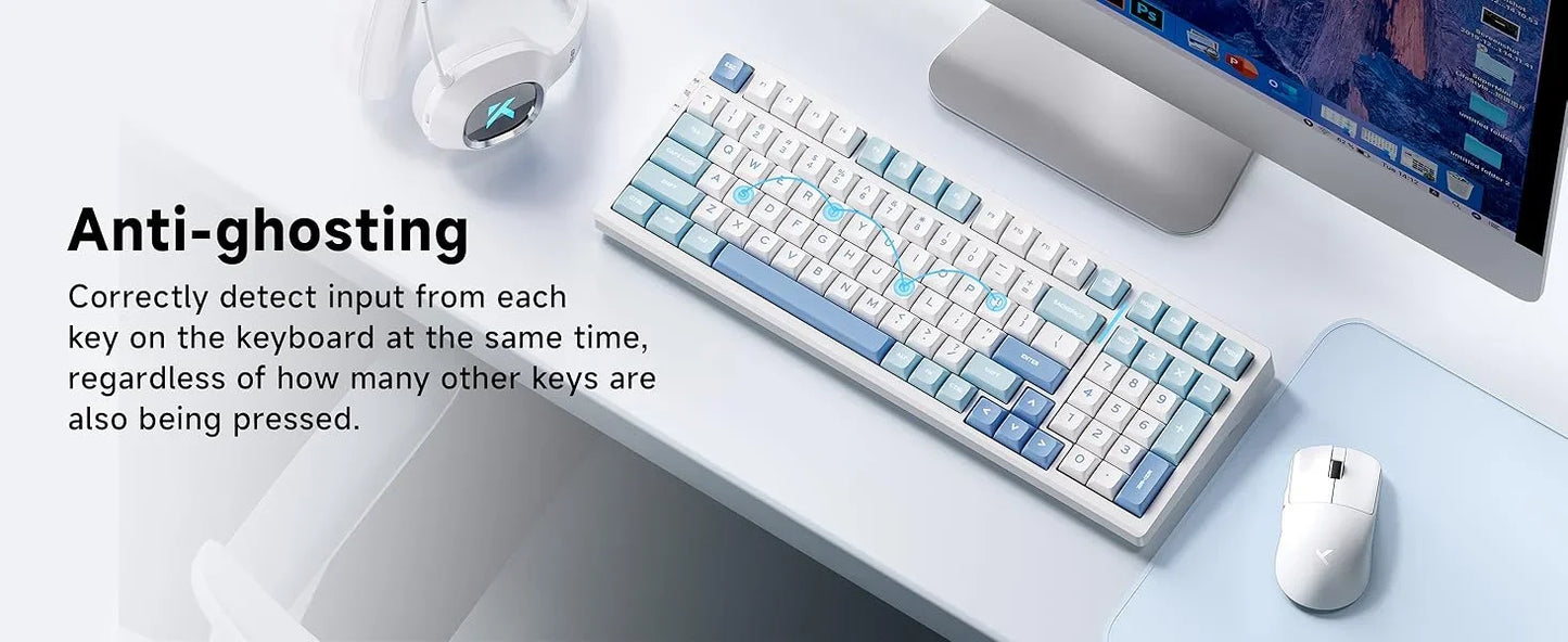 MCHOSE G98 V2 Wireless Mechanical Gaming Keyboard Tri-Mode Custom Hot Swappable Gasket Linear Switches PBT Keycaps RGB LED