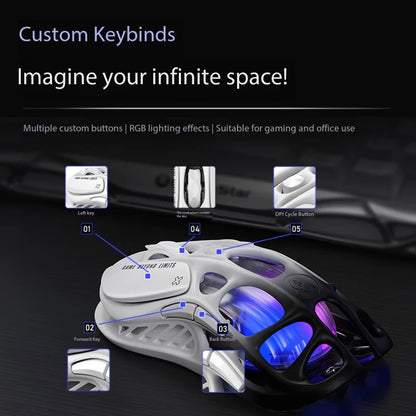 GravaStar Mercury M1 Pro  (Gradient Black) Gaming Mouse, Lightweight Magnesium Alloy, PAW3395DM Sensor Support Wired/2.4GHz/BT
