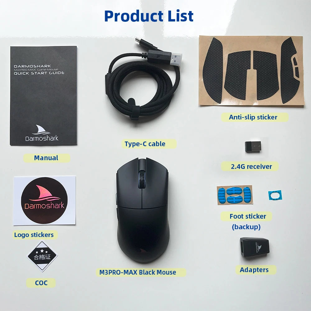 Darmoshark M3 PRO MAX Wireless Gaming Mouse Tri Mode PAW3950 30000DPI Ergonomic Optical Mice For Computer Laptop PC Gamer 4K 8K