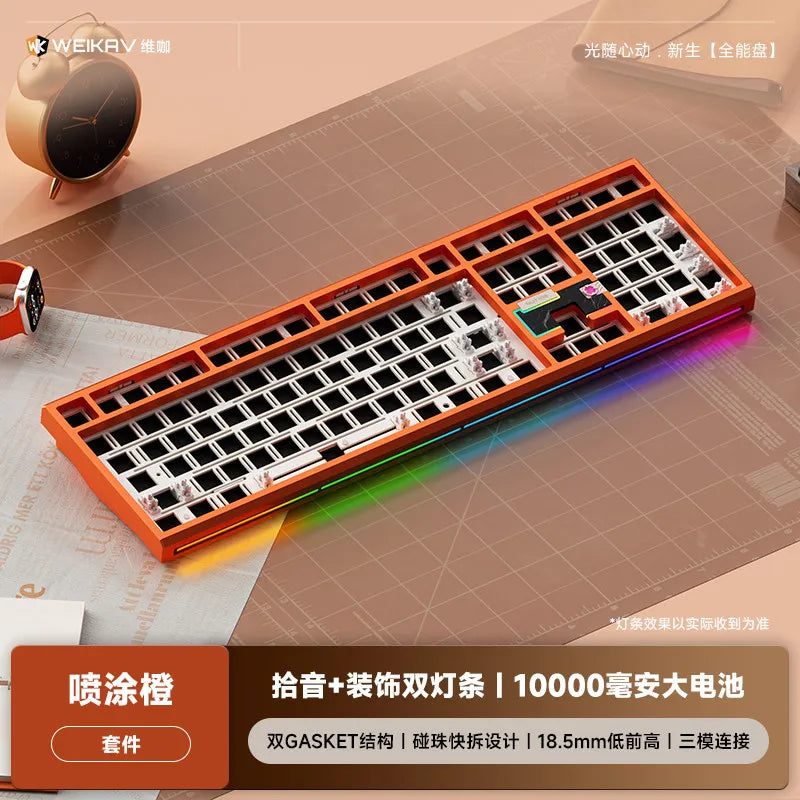 WEIKAV NUT108 Mechanical Keyboard Aluminum Alloy Wireless Tri Mode Double GASKET Structure Office Gaming Keyboard PC Accessory