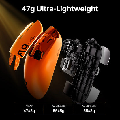 ATK A9 Air Ultimate Wireless Gaming Mouse Tri-Model Dual 8KHz PAW3950UItra 42000DPI 750IPS 53g Lightweight Ergonomic E-sports