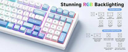 MCHOSE G98 V2 Wireless Mechanical Gaming Keyboard Tri-Mode Custom Hot Swappable Gasket Linear Switches PBT Keycaps RGB LED