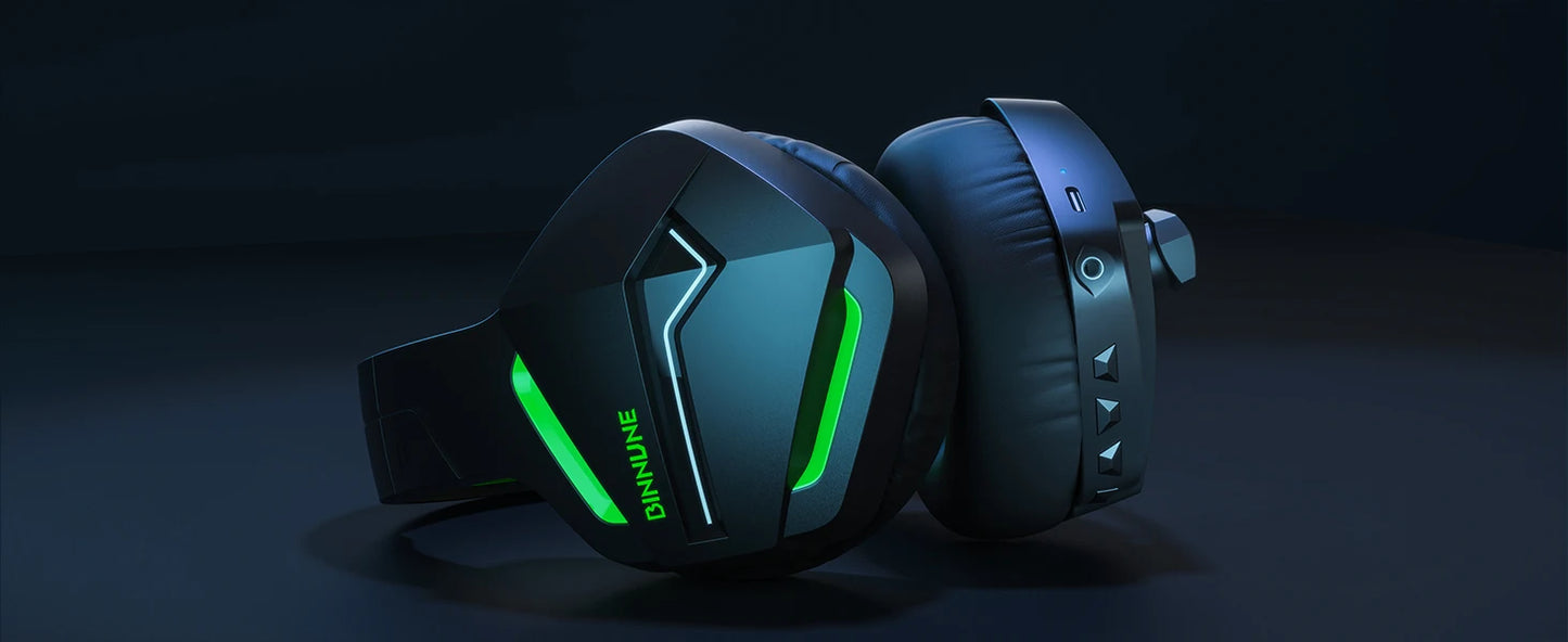 BINNUNE Dual Wireless Gaming Headset with mic for PC PS4 PS5, Bluetooth Gaming Headset  for Laptop Computer, Gaming Headphones