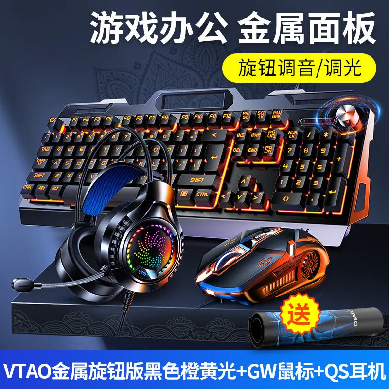3 In1 RGB Gamer Keyboard Gaming Keyboard and Mouse Headphone Gamer Kit Backlit USB Wired Computer KeyboardFor Pc Laptop Teclado
