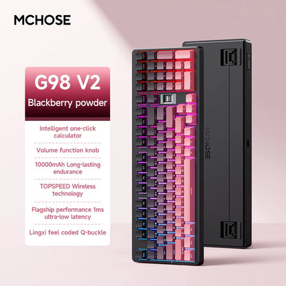 MCHOSE G98 V2 Wireless Mechanical Gaming Keyboard Tri-Mode Custom Hot Swappable Gasket Linear Switches PBT Keycaps RGB LED