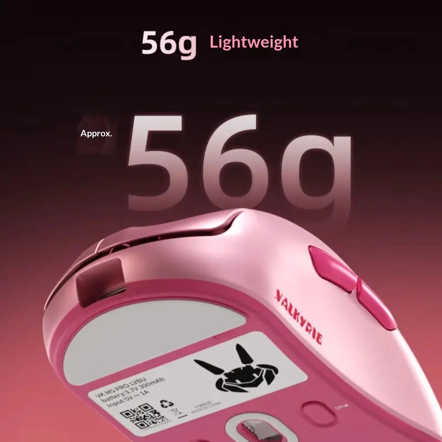 VALKYRIE VK M5Pro 3-Mode 56g Ultra Lightweight Wireless Gaming Mouse 650mAh For Medium Large Hands Desktop Laptop Esports Gamers