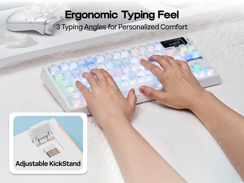 EPOMAKER G84 PRO 80% ANSI US QWERTY Layout Wired/Bluetooth/2.4Ghz Wireless Mechanical Gaming Keyboard Glass Screen & Metal Knob