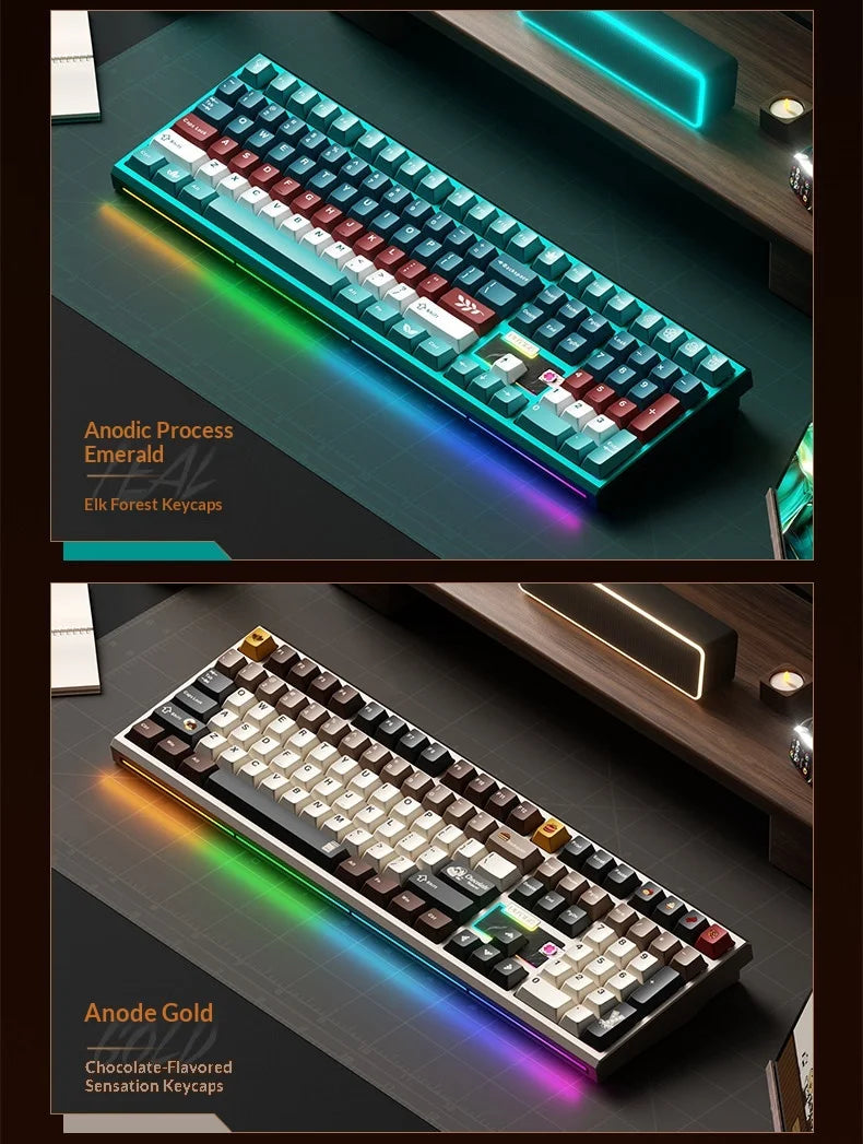 WEIKAV NUT108 Mechanical Keyboard Aluminum Alloy Wireless Tri Mode Double GASKET Structure Office Gaming Keyboard PC Accessory