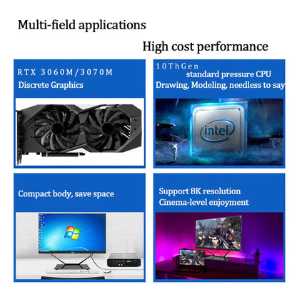 11th Gen Upgraded Version MINI Gaming PC Intel Core I7-11800H RTX 3070 8G RTX3060M 12G RTX4060 8G GPU 2 * DDR4 4 Screen Output