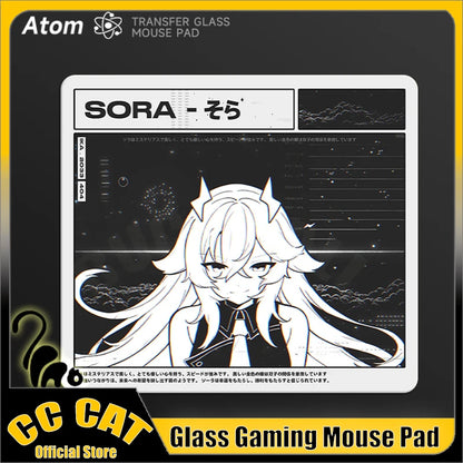 Glass Gaming Mouse Pad Customizable Pattern Tempered ATOM Mousepads Smooth Gaming Desk Mat FPS Esports Office Gaming Accessories