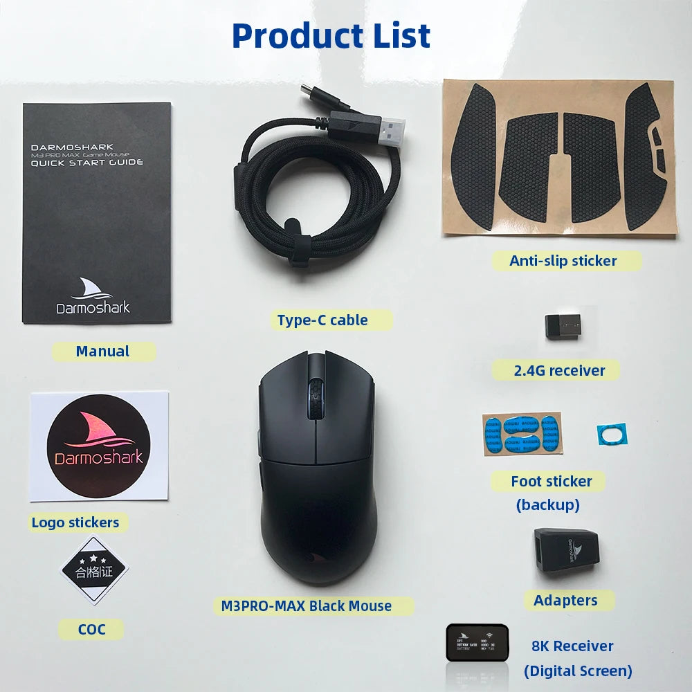Darmoshark M3 PRO MAX Wireless Gaming Mouse Tri Mode PAW3950 30000DPI Ergonomic Optical Mice For Computer Laptop PC Gamer 4K 8K