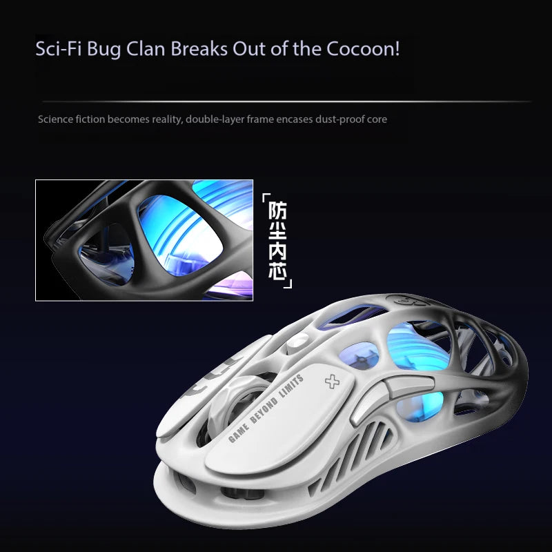 GravaStar Mercury M1 Pro  (Gradient Black) Gaming Mouse, Lightweight Magnesium Alloy, PAW3395DM Sensor Support Wired/2.4GHz/BT