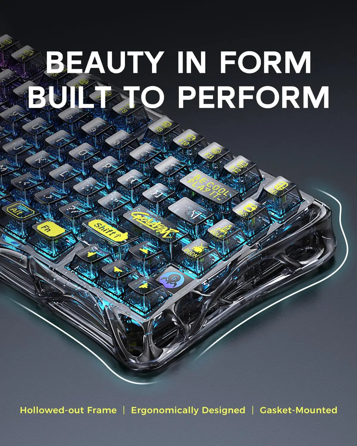 GravaStar Mercury K1 Lite 75% Gaming Keyboard 2.4GHz/BT/Wired Tri-Mode Wireless Mechanical Keyboard Gasket Hot Swappable