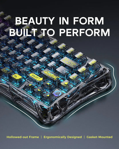 GravaStar Mercury K1 Lite 75% Gaming Keyboard 2.4GHz/BT/Wired Tri-Mode Wireless Mechanical Keyboard Gasket Hot Swappable
