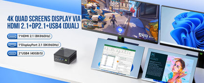 GMKtec K8 Plus Mini PC AMD R7 8845HS 8-core 16-thread DDR5 5600Mhz Pcie 4.0 SSD WIFI6 BT5.2 Win11 Pro Desktop Gaming PC