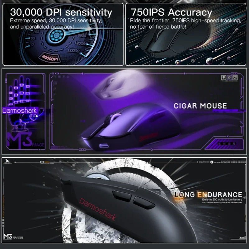 Darmoshark M3 PRO MAX Wireless Gaming Mouse Tri Mode PAW3950 30000DPI Ergonomic Optical Mice For Computer Laptop PC Gamer 4K 8K