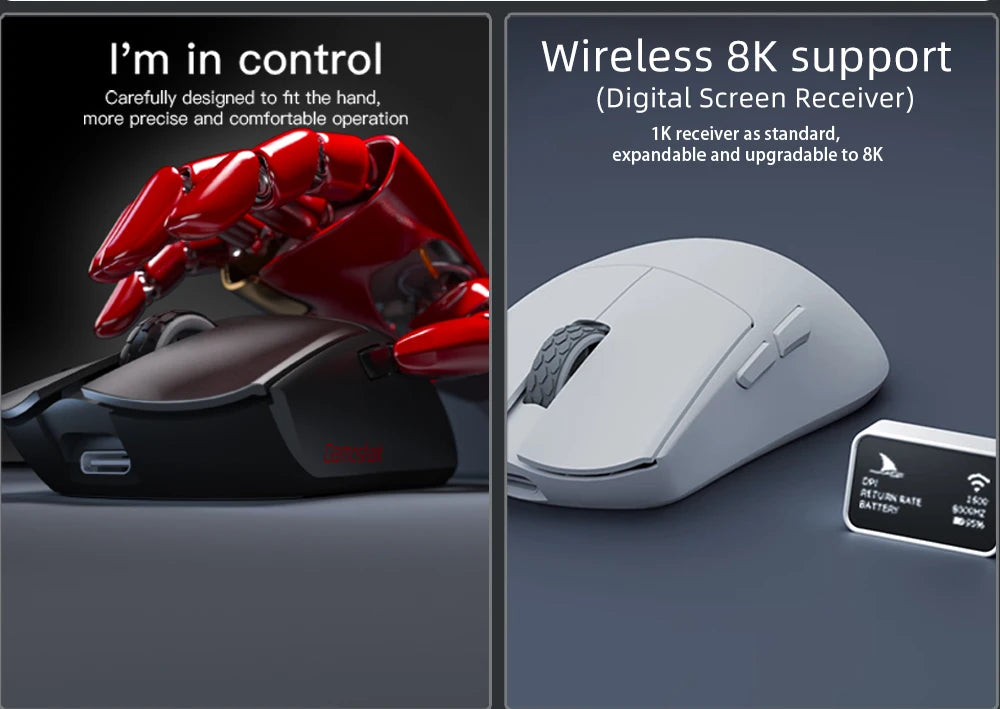 Darmoshark M3 PRO MAX Wireless Gaming Mouse Tri Mode PAW3950 30000DPI Ergonomic Optical Mice For Computer Laptop PC Gamer 4K 8K