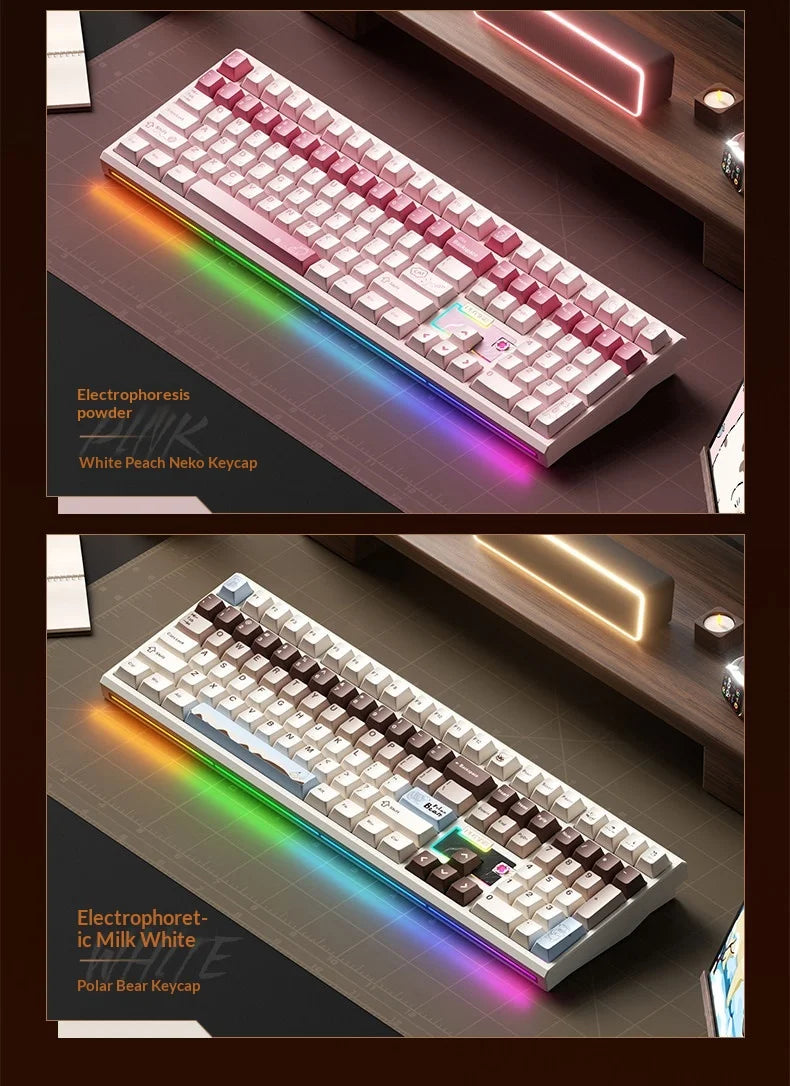 WEIKAV NUT108 Mechanical Keyboard Aluminum Alloy Wireless Tri Mode Double GASKET Structure Office Gaming Keyboard PC Accessory