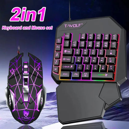 Gaming Keyboard & Mouse Set, 40-Key One-Handed RGB Backlit, Ergonomic Design with Multimedia Keys, Wired Combo for PC Gamers