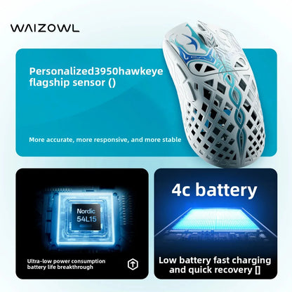 Waizowl TRIAINA Wireless Gaming Mouse Paw3950 Lightweight Ergonomic E-sports Mice Fast Charging Long Battery Life Customized PC