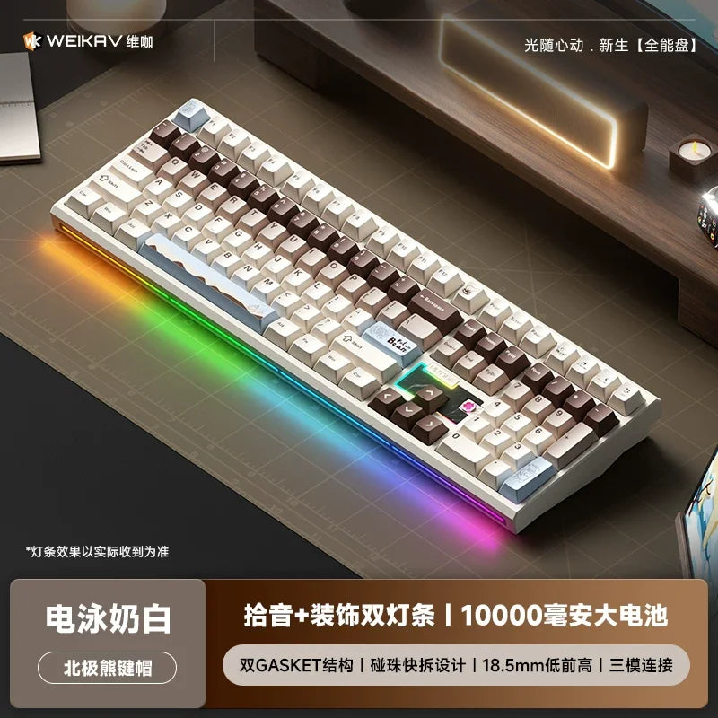 WEIKAV NUT108 Mechanical Keyboard Aluminum Alloy Wireless Tri Mode Double GASKET Structure Office Gaming Keyboard PC Accessory
