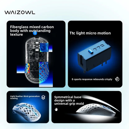Waizowl TRIAINA Wireless Gaming Mouse Paw3950 Lightweight Ergonomic E-sports Mice Fast Charging Long Battery Life Customized PC