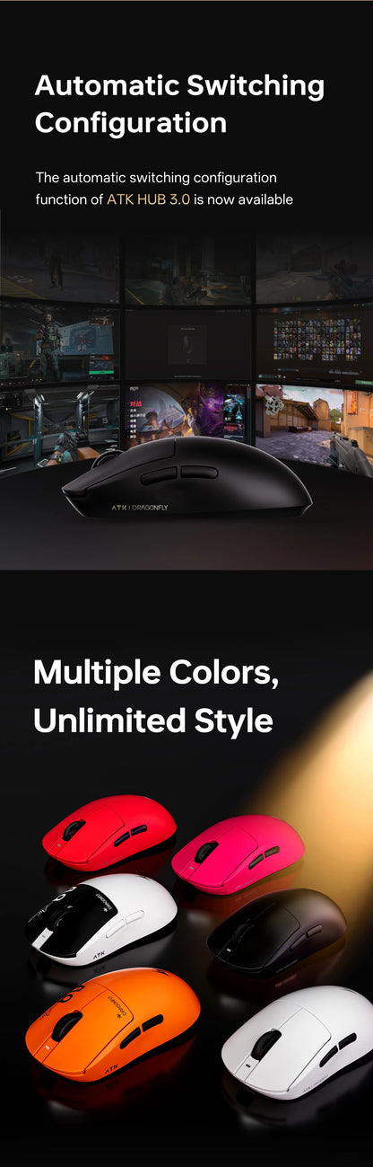ATK A9 Air Ultimate Wireless Gaming Mouse Tri-Model Dual 8KHz PAW3950UItra 42000DPI 750IPS 53g Lightweight Ergonomic E-sports