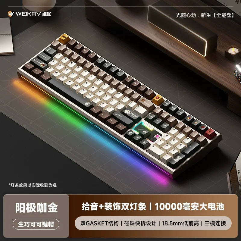 WEIKAV NUT108 Mechanical Keyboard Aluminum Alloy Wireless Tri Mode Double GASKET Structure Office Gaming Keyboard PC Accessory