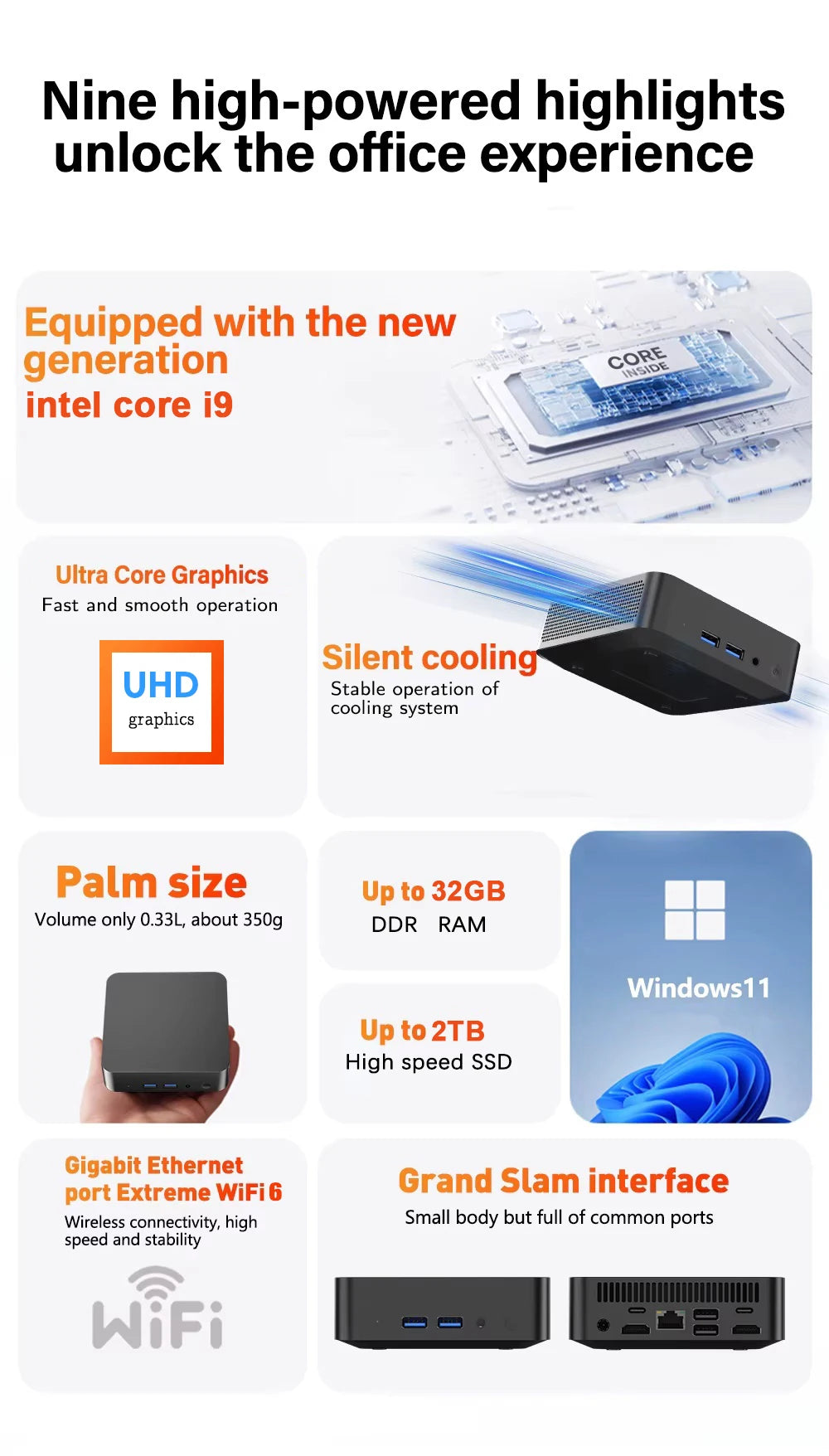 2026 Portable Mini PC Gamer Windows 11 Intel Core i9-10980HK Gaming PC 16/32GB RAM 1TB SSD WiFi 6 BT5.2 60Hz Desktop Pc Computer