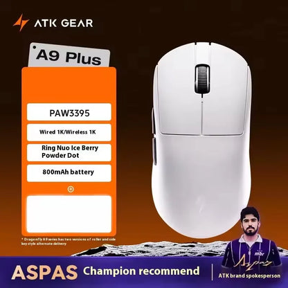ATK A9 Air Ultimate Wireless Gaming Mouse Tri-Model Dual 8KHz PAW3950UItra 42000DPI 750IPS 53g Lightweight Ergonomic E-sports