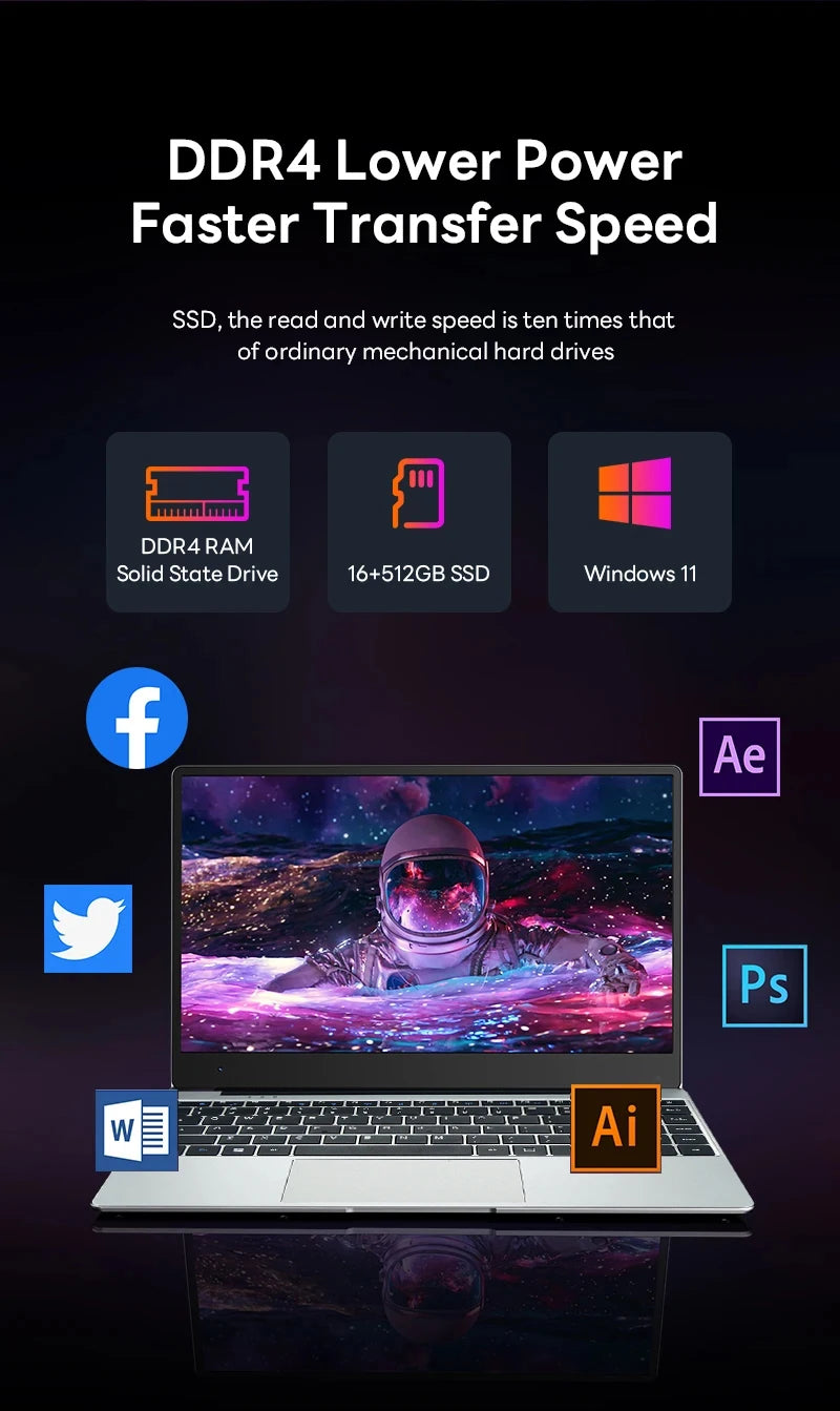 2026 New Core i9 10980HK Laptops Windows 11 14.1'' Portable Gaming Laptop Computer 16GB RAM 1/2TB SSD Office Gaming PC Notebook