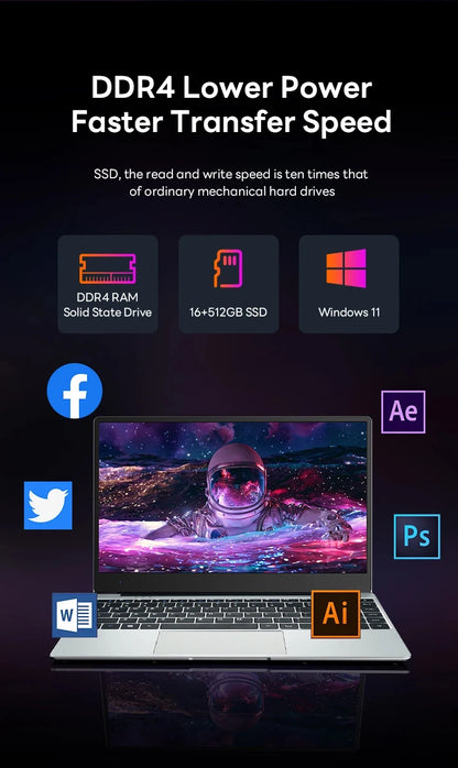 2026 New Core i9 10980HK Laptops Windows 11 14.1'' Portable Gaming Laptop Computer 16GB RAM 1/2TB SSD Office Gaming PC Notebook