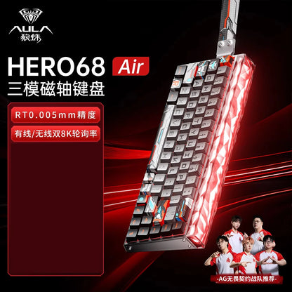Aula Hero68 Air Magnetic Switch Keyboard 3Mode Wireless Bluetooth Mechanical Keyboards 0.125ms Low Delay Gaming Keyboard For FPS