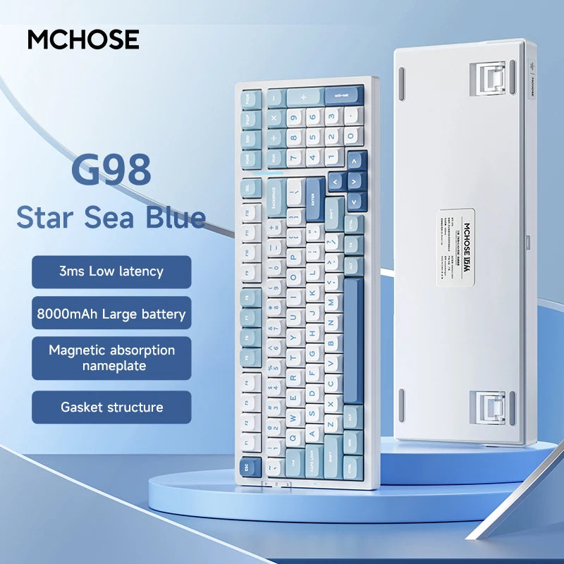 MCHOSE G98 V2 Wireless Mechanical Gaming Keyboard Tri-Mode Custom Hot Swappable Gasket Linear Switches PBT Keycaps RGB LED