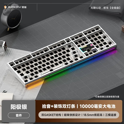 WEIKAV NUT108 Mechanical Keyboard Aluminum Alloy Wireless Tri Mode Double GASKET Structure Office Gaming Keyboard PC Accessory