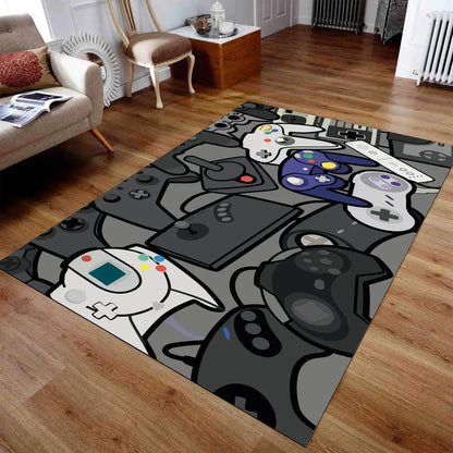Gaming Rug for Boys Room Gamer Rug with Controller Design Carpet for Game Room Bedroom Decor Non-slip Machine Washab Mat